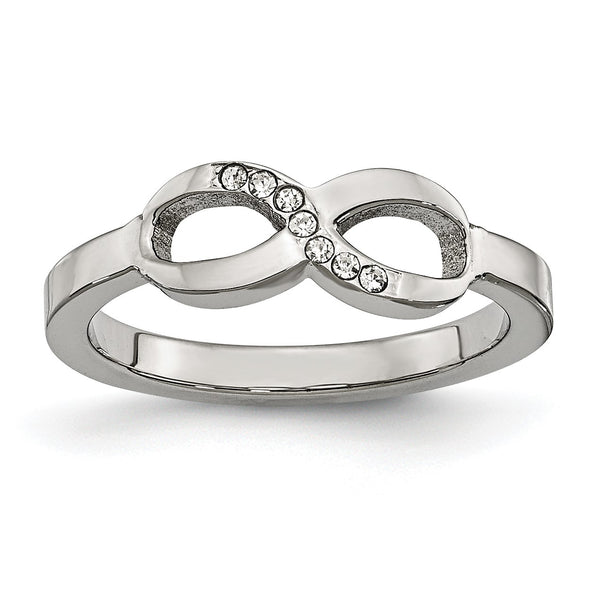 Stainless Steel Polished Infinity Symbol CZ Ring - Birthstone Company