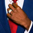 Stainless Steel Polished with 10K Gold Cross and .02 Carat Diamond Ring - Birthstone Company