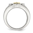 Stainless Steel Polished with 10K Gold Cross and .02 Carat Diamond Ring - Birthstone Company