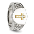 Stainless Steel Polished with 10K Gold Cross and .02 Carat Diamond Ring - Birthstone Company