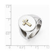 Stainless Steel and 10K Gold Cross Ring with Diamond Accent