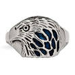 Stainless Steel Polished Blue Enamel Eagle Ring - Birthstone Company