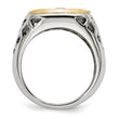 Stainless Steel with Sterling Silver Jesus Yellow IP-plated Polished Ring - Birthstone Company