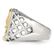 Stainless Steel with Sterling Silver Jesus Yellow IP-plated Polished Ring - Birthstone Company