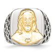 Stainless Steel with Sterling Silver Jesus Yellow IP-plated Polished Ring - Birthstone Company
