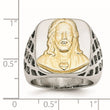 Stainless Steel with Sterling Silver Jesus Yellow IP-plated Polished Ring - Birthstone Company