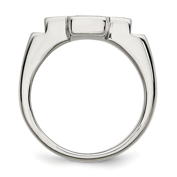 Stainless Steel Enameled Polished Cross Ring - Birthstone Company