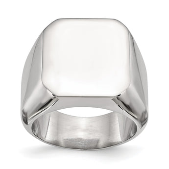 Stainless Steel Polished Square Signet Ring - Birthstone Company