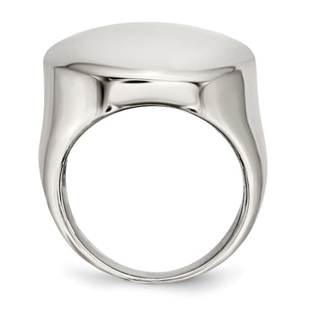 Stainless Steel Polished Circular Signet Ring - Birthstone Company