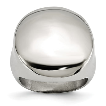 Stainless Steel Polished Circular Signet Ring - Birthstone Company