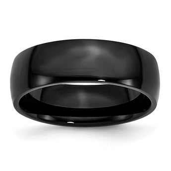 Stainless Steel 7mm Black IP-plated Polished Band - Birthstone Company