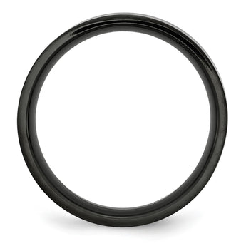 Stainless Steel 6mm Black IP-plated Brushed Flat Band - Birthstone Company
