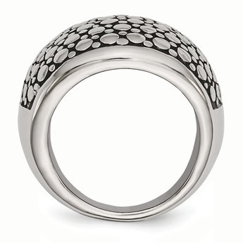 Stainless Steel Polished and Antiqued Ring - Birthstone Company