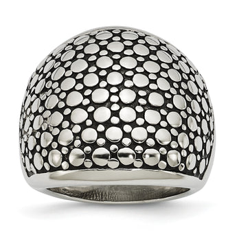 Stainless Steel Polished and Antiqued Ring - Birthstone Company