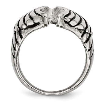 Stainless Steel Polished and Antiqued Wings Ring - Birthstone Company