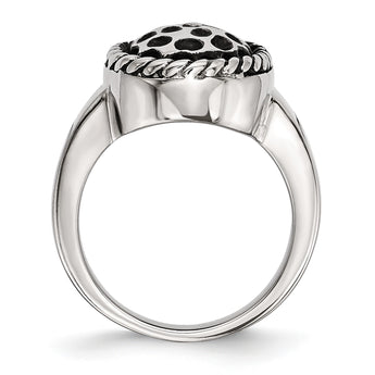 Stainless Steel Polished and Antiqued Ring - Birthstone Company