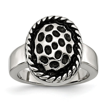 Stainless Steel Polished and Antiqued Ring - Birthstone Company