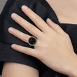 Stainless Steel Polished Labradorite Textured Ring - Birthstone Company