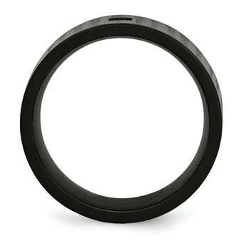 Stainless Steel Brushed/Polished Black IP-plated w/CZ Ring - Birthstone Company