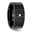 Stainless Steel Brushed/Polished Black IP-plated w/CZ Ring - Birthstone Company