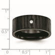 Stainless Steel Brushed/Polished Black IP-plated w/CZ Ring - Birthstone Company