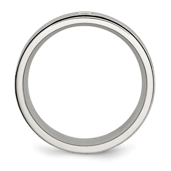 Stainless Steel Brushed/Polished Black IP-plated w/Black CZ Ring - Birthstone Company