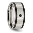 Stainless Steel Brushed/Polished Black IP-plated w/Black CZ Ring - Birthstone Company