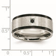 Stainless Steel Brushed/Polished Black IP-plated w/Black CZ Ring - Birthstone Company