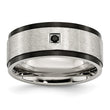 Stainless Steel Brushed/Polished Black IP-plated w/Black CZ Ring - Birthstone Company