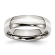 Stainless Steel Wedding Band with Sterling Silver Inlay Polished Finish - 7