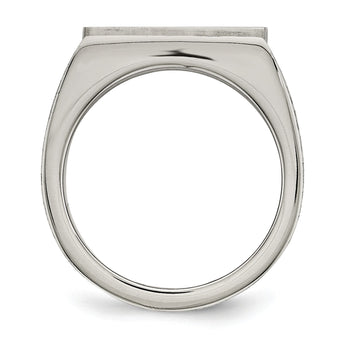 Stainless Steel Brushed and Polished w/CZ Ring - Birthstone Company