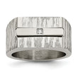 Stainless Steel Brushed and Polished w/CZ Ring - Birthstone Company