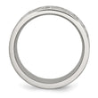 Stainless Steel Polished and Satin w/Black CZ Ring - Birthstone Company