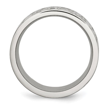 Stainless Steel Polished and Satin w/Black CZ Ring - Birthstone Company