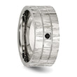 Stainless Steel Polished and Satin w/Black CZ Ring - Birthstone Company