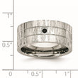 Stainless Steel Polished and Satin w/Black CZ Ring - Birthstone Company