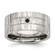 Stainless Steel Polished and Satin w/Black CZ Ring - Birthstone Company