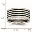 Stainless Steel Brushed Black Rubber 10.00mm Ring - Birthstone Company