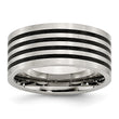 Stainless Steel Brushed Black Rubber 10.00mm Ring - Birthstone Company