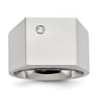 Stainless Steel Polished CZ Signet Ring - Birthstone Company