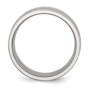 Stainless Steel Polished 9mm Textured Rounded Edge Ring - Birthstone Company