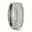Stainless Steel Polished 9mm Textured Rounded Edge Ring - Birthstone Company
