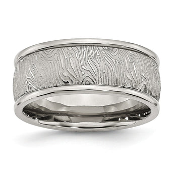 Sophia Jewelers Polished Stainless Steel 9mm Engravable Wedding Band - 10.5