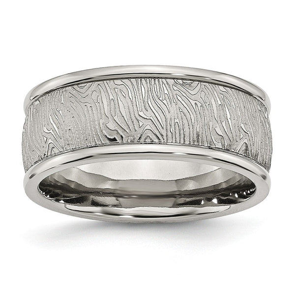 Sophia Jewelers Polished Stainless Steel 9mm Engravable Wedding Band - 10.5