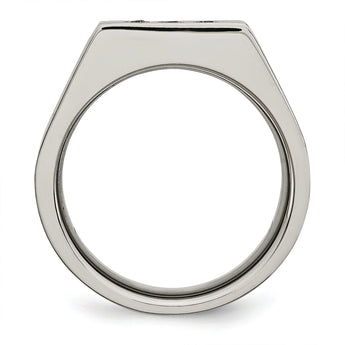 Stainless Steel Brushed Black IP-plated CZs Ring - Birthstone Company