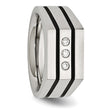 Stainless Steel Brushed Black IP-plated CZs Ring - Birthstone Company