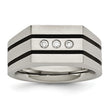 Stainless Steel Brushed Black IP-plated CZs Ring - Birthstone Company