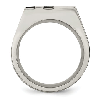 Stainless Steel Brushed Black IP-plated CZ Ring - Birthstone Company