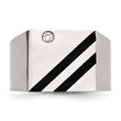 Stainless Steel Brushed Black IP-plated CZ Ring - Birthstone Company
