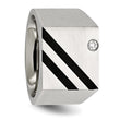 Stainless Steel Brushed Black IP-plated CZ Ring - Birthstone Company